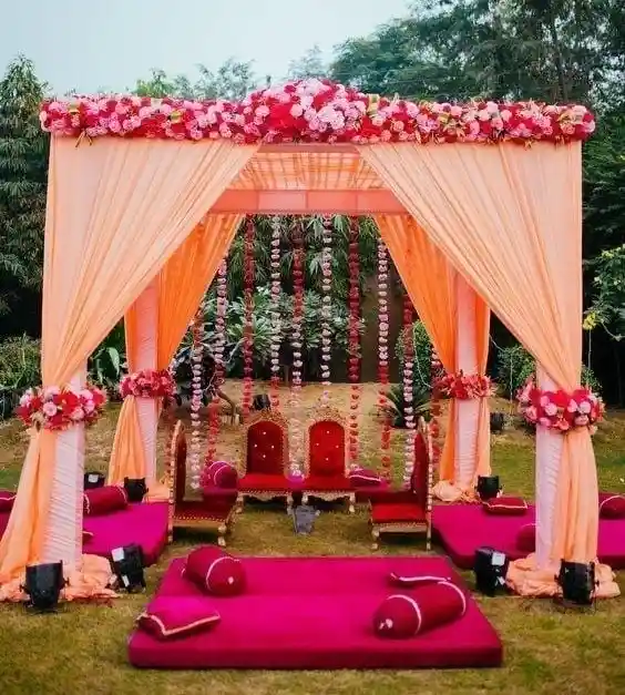 balloon decoration Royal Rosette Retreat Mandap Setup 31666